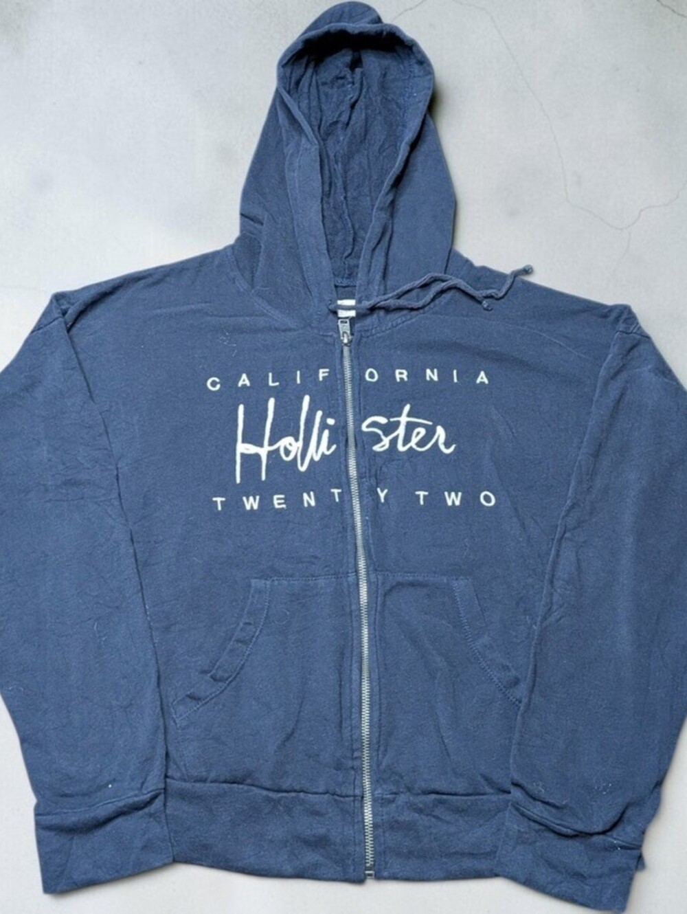 Y2K Hollister California Full Zip Minimalist Sweater Womens Large Navy Blue